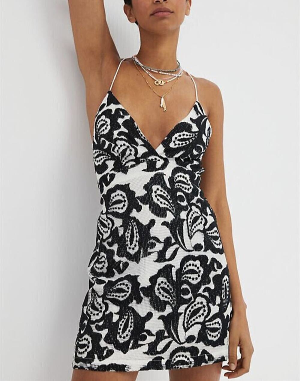Anthropologie Maeve White Black Paisley Sleeveless Mini Bodycon Dress Size 00